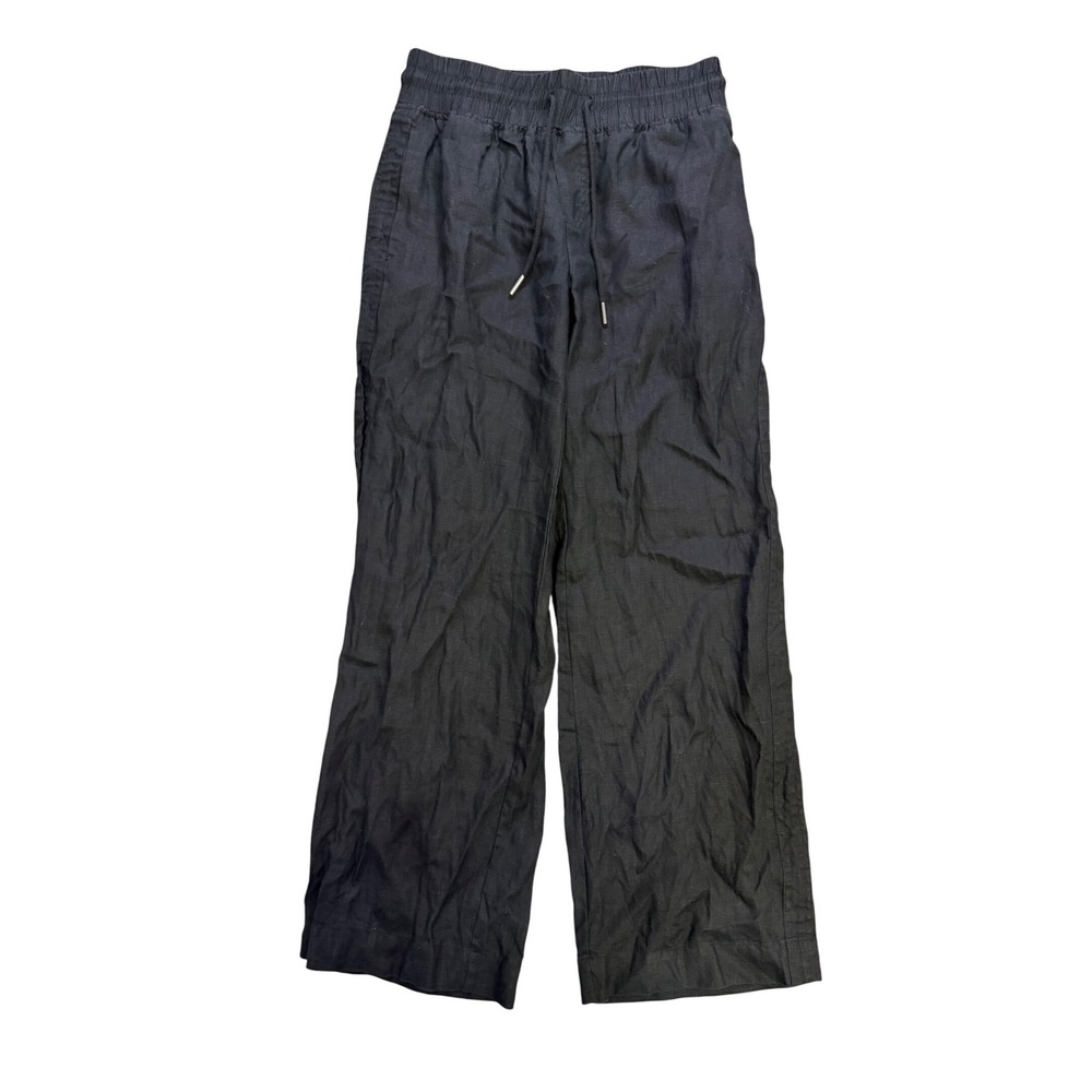 Quince 100% European Linen Wide Leg Pants Black Womens Medium Classic Coastal